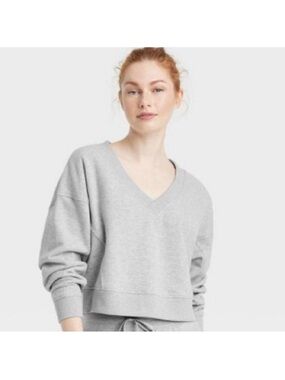 Joy Lab | Loose Cropped Fit French Terry Sweatshirt in Heather Gray NWT